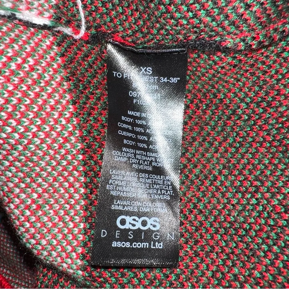asos Design Christmas Holiday Striped Crew Neck Knit Sweater Size XS GC‎